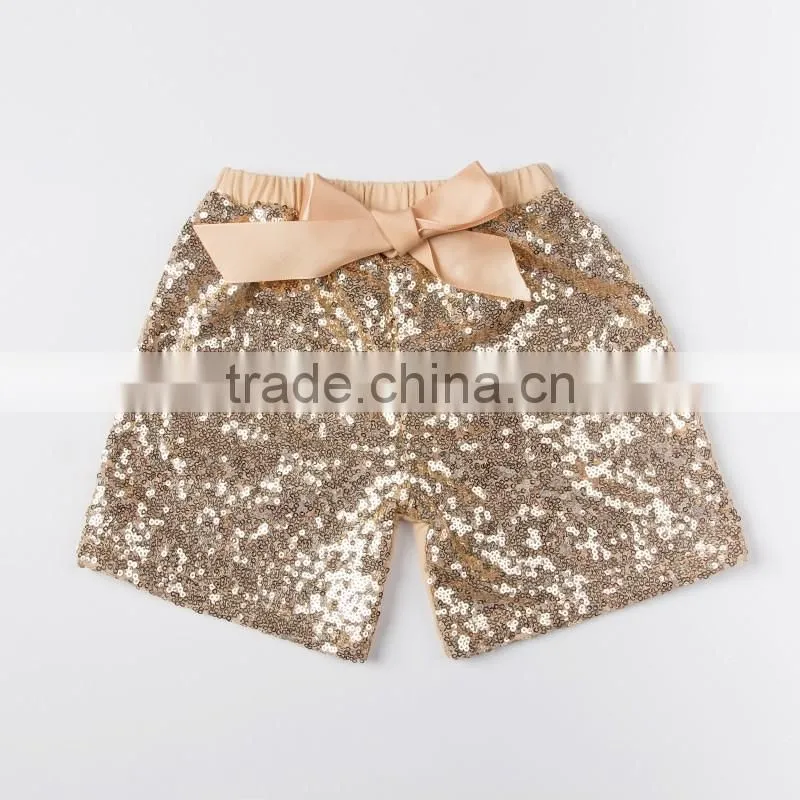 Wholesale Plain Baby Clothing Summer Girls Hot Shorts Elastic Waist Baby Sequin Shorts