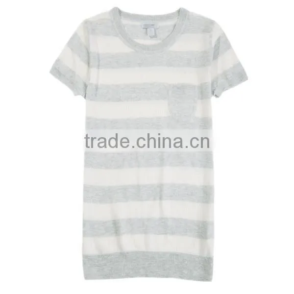 2014 New fashion stripes cable needle loose sweater