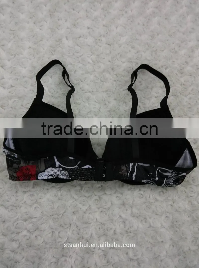 lady very hot printing padded bra,Fashionable style women bra,Sexy lingerie