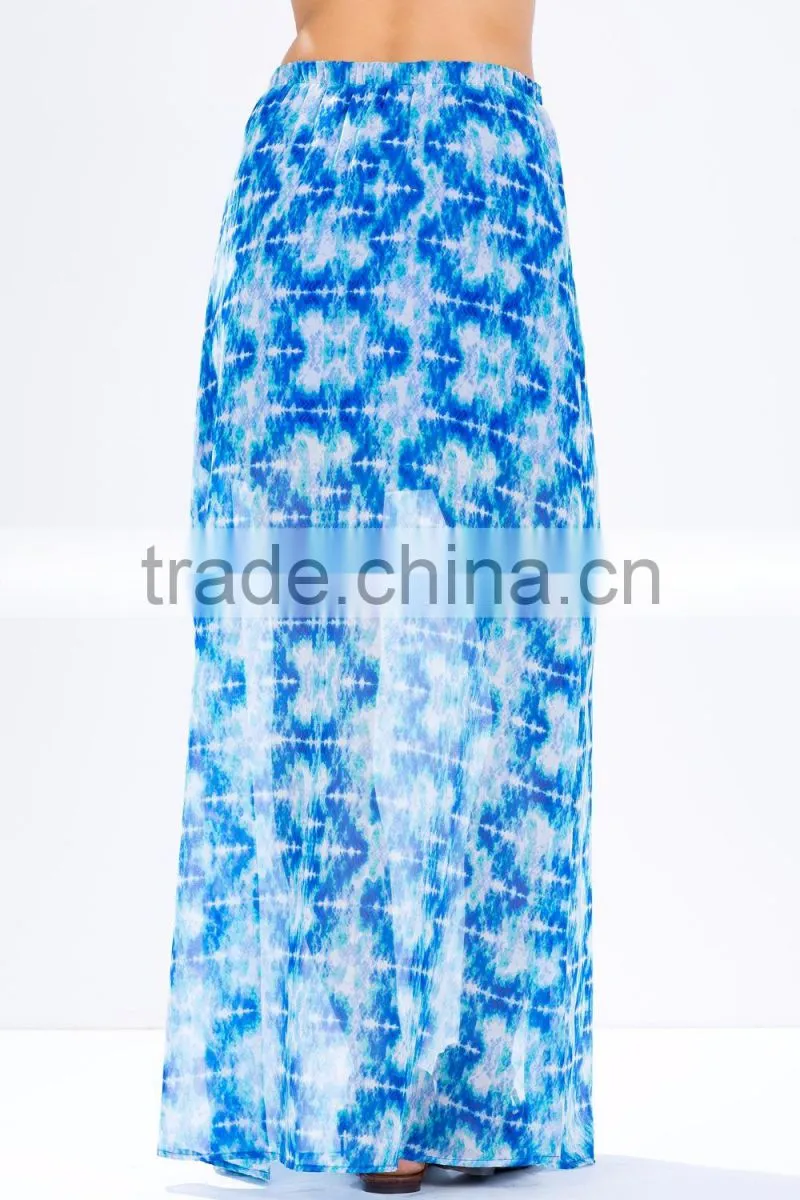 Sexy beach wear tie-dye print maxi skirt chiffon belly dance arabic sexy dance long skirt 2015