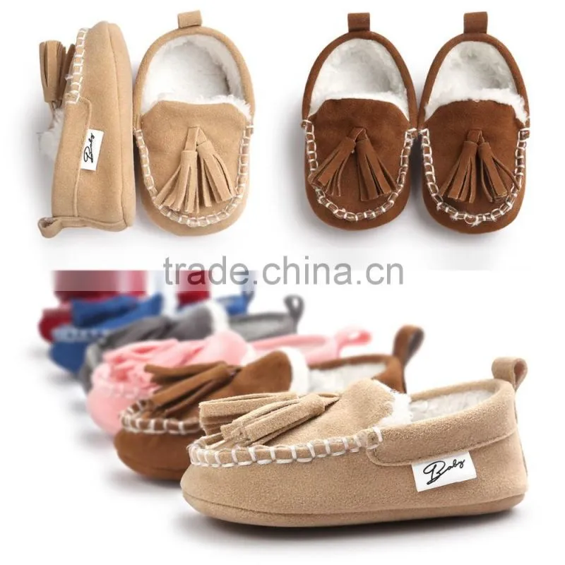 6 colors suede fabric, soft sole baby moccasins