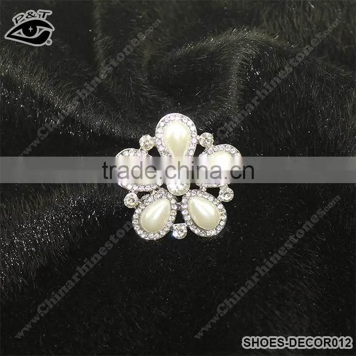 Flower shaped rhinestone ornaments for ladies high heel accessories shoe accessories with Metal Clip Jewelry Accessories
