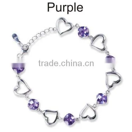 heart 925 silver bracelet with CZ stone