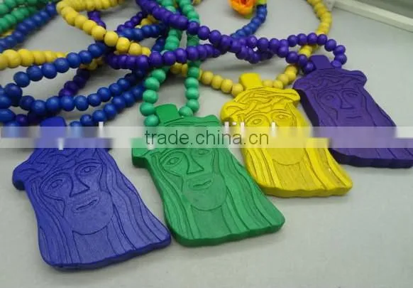 Hot sales men wood hip hop bead necklace
