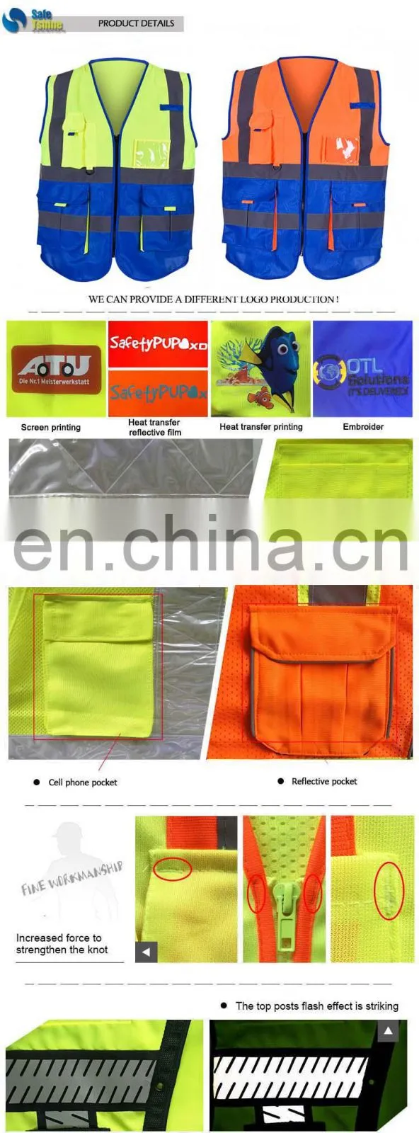industrial reflective safety vest for worker