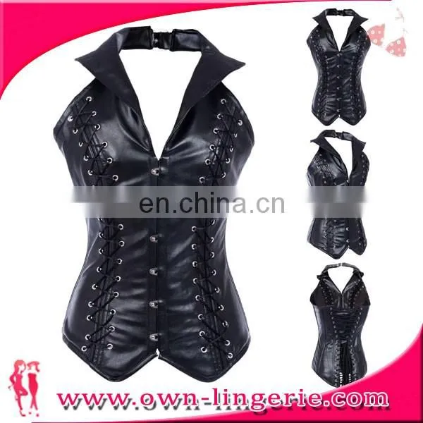 high quality waist shaper corset ladies leather corset Steampunk Corset