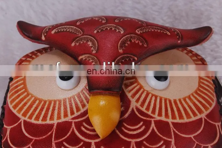 Cute Animal shaped zipper key chain handmade custom squeeze pocket owl Coin Purse/small genuine leather Coin Purse MCP-0008