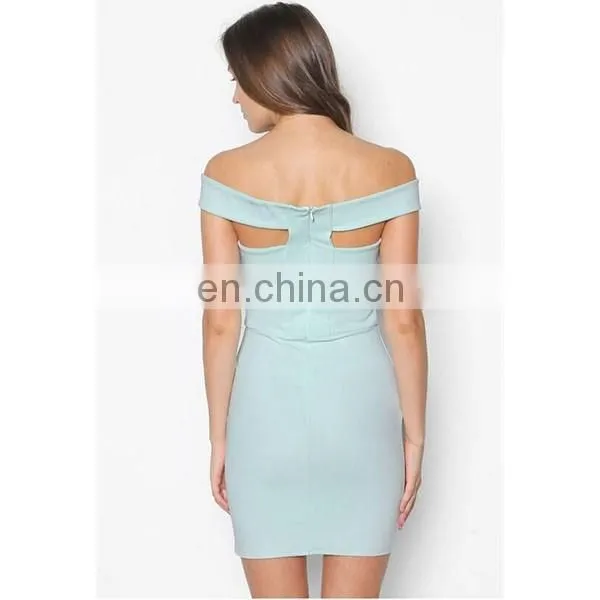 Sexy off shoulder dress fashion women clothing strapless blue bodycon dress