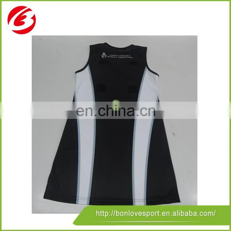 Cheap wholesale custom design netball jersey by lycra fabric