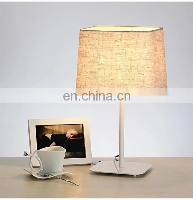 Restaurant hotel simple led table lamp bedroom bed warm table lamp high-grade study room led fabric table lamp
