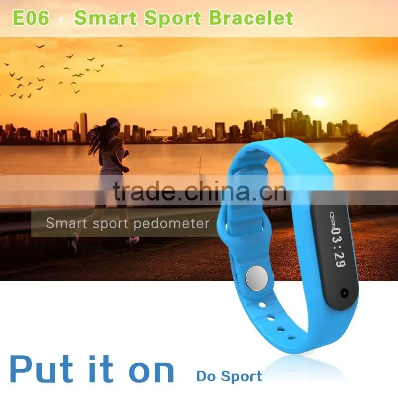 text message/Tracking motion/music play/Fine phon/sleeping monitor/Touch screen E06 Smart Bracelet