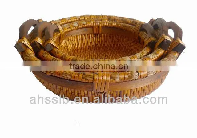 2013 new style wholesale cheap various shaped reed storage plate with ear handles