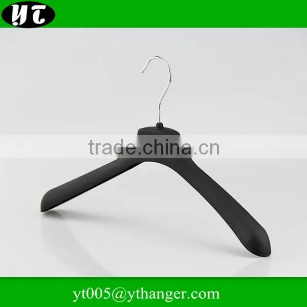 elegant black rubberized plastic hanger for coat