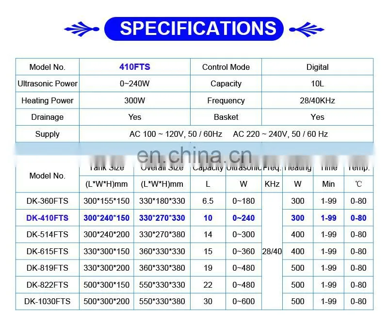 DK-410FTS 10L Ultrasonic Lab Equipment Cleaner with Fantastic LCD Screen