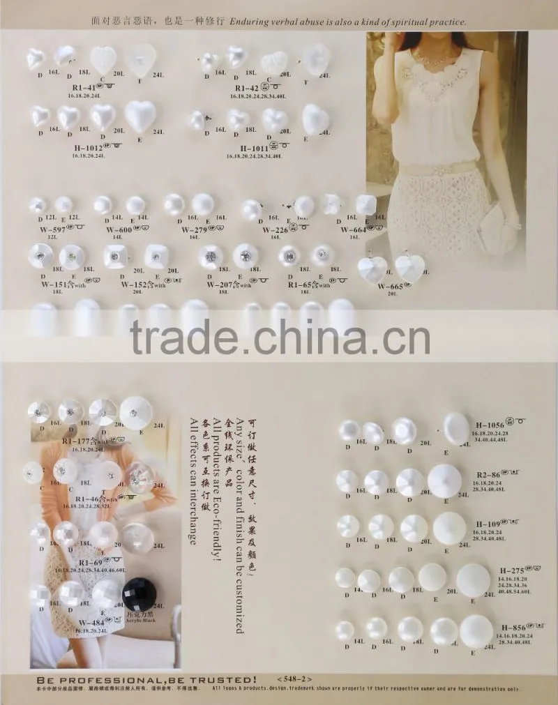white color pearl button with rhinestone decoration