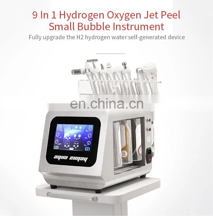 Hydrogen Oxygen Micro-engraving Instrument 9 IN 1 H2O2 Oxygen Jet Peel Machine EMS Deep Cleansing Hydrating Small Bubbles Device