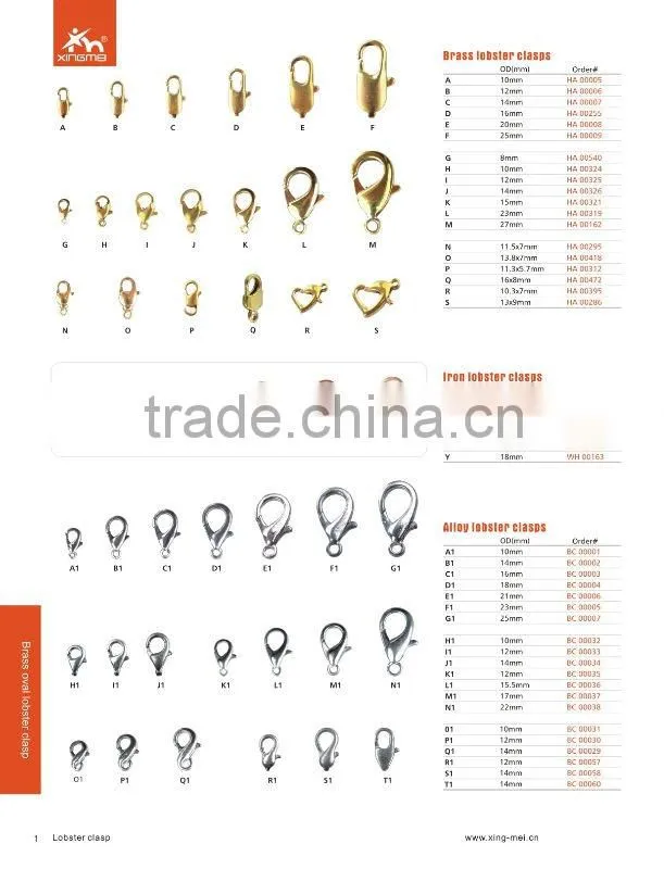 Brass/alloy/iron lobster clasp jewelry accessory