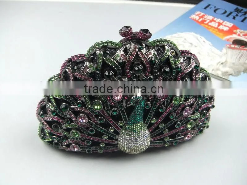 NEW Fashion Luxury Peacock Shape Bridal Evening Crystal Purse Clutch Bag For Women