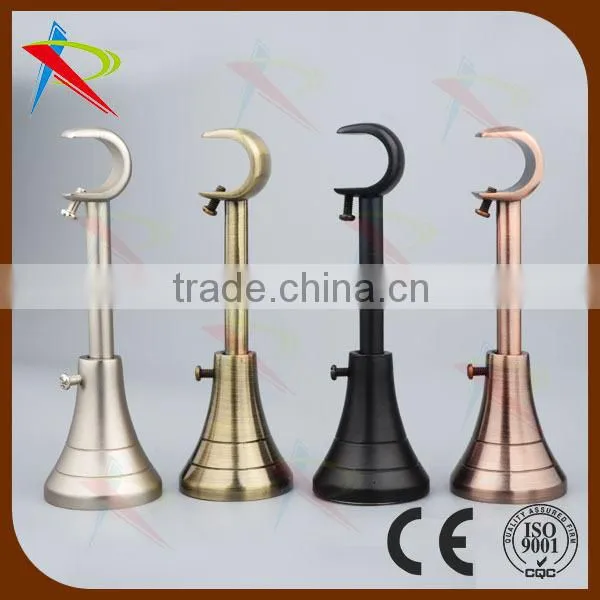 100% Non-rust durable double curtain bracket/ wall pole brackets /black double curtain bracket