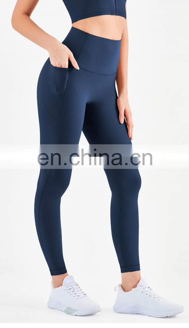 Ribbed High Waisted Leggings Without T Line Gym Outfit Scrunch Butt Yoga Pants Women