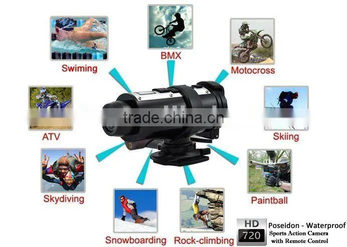 5.0Mega CMOS ultra wide angle hd720p action camera with AV out