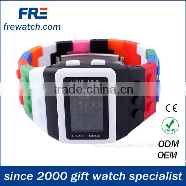 hot selling eco-friendly plastic watch with digital movement fashion plastic rainbow watch