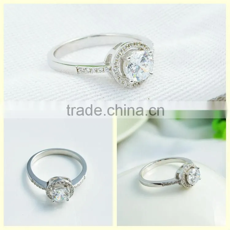Wholesale new fashion wedding engagement 925 silver diamond ring