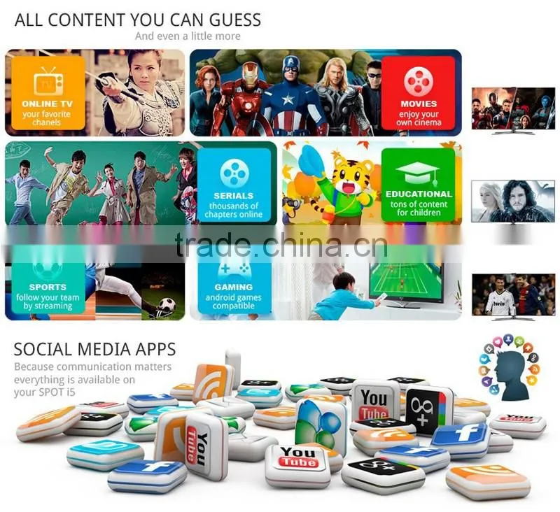 HD iptv box android 4.4 Amlogic S805 Inphic spot i5 balck white blue red colors for US UK AU EU plug best iptv ott box