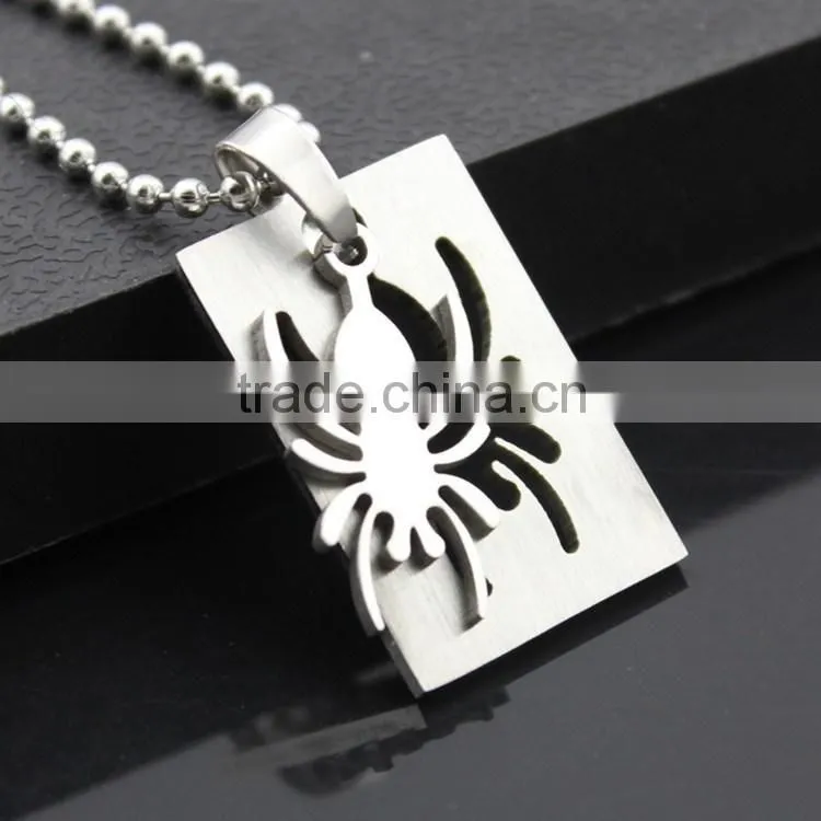 Stainless steel combo spider pendant necklace
