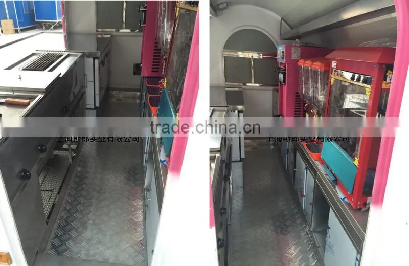7.6*5.5ft white food cart trailer mobile food cart beach food truck hot dog Hamburg ice cream traction cart Provide free 3 d des