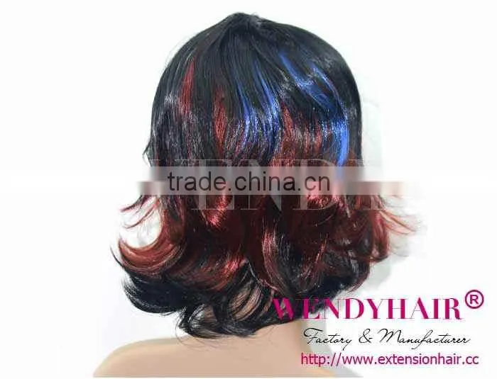 Colorful highlights for dark hair medium hairstyles synthetic wig