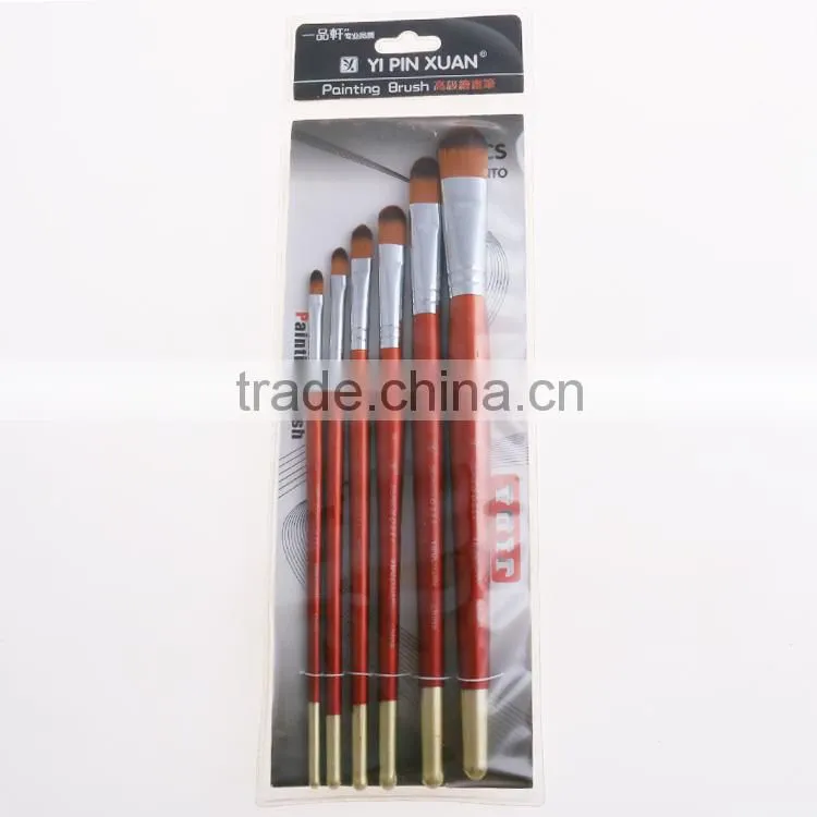 6pcs Filbert Shape Nylon Hair Artsit Brush For Oil Painting Brushes