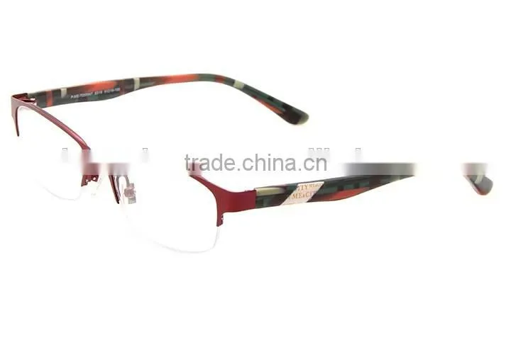 Half frame stainless steel facing acetate temple spectacle frames