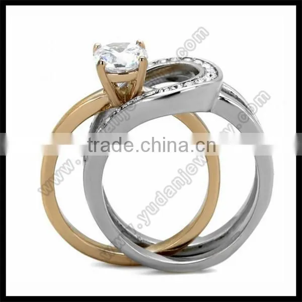 IP Plated Stainless Steel Ring Heart CZ Rose Gold ring for girl