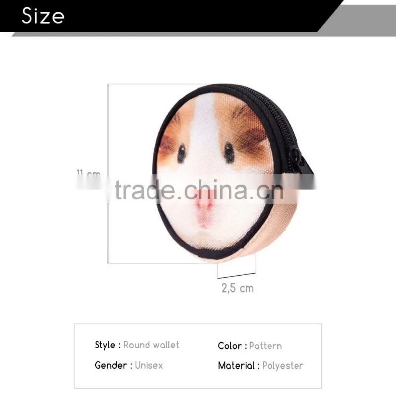 New Design Wholesale 3D Printing Emoji Custom Animal Coin Purse