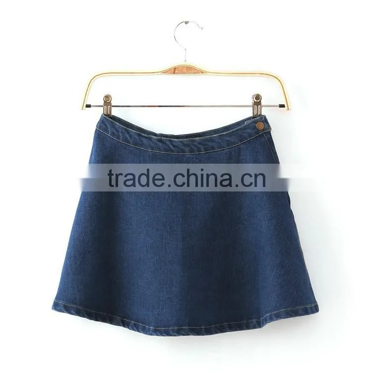 2015 fashion European casual Latest design Knee length sexy ladies girls short denim skirt pattern