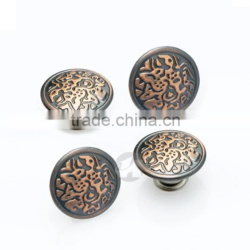 Engraved Logo With Red Custom Metal Shank Button For Denim