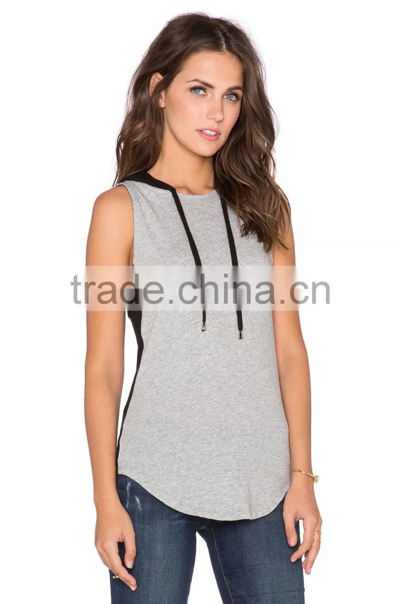 New Design Vest Womens Hooded Tank Top Women Hood Sleeveless T-Shirt Simple Tank Top With Hood