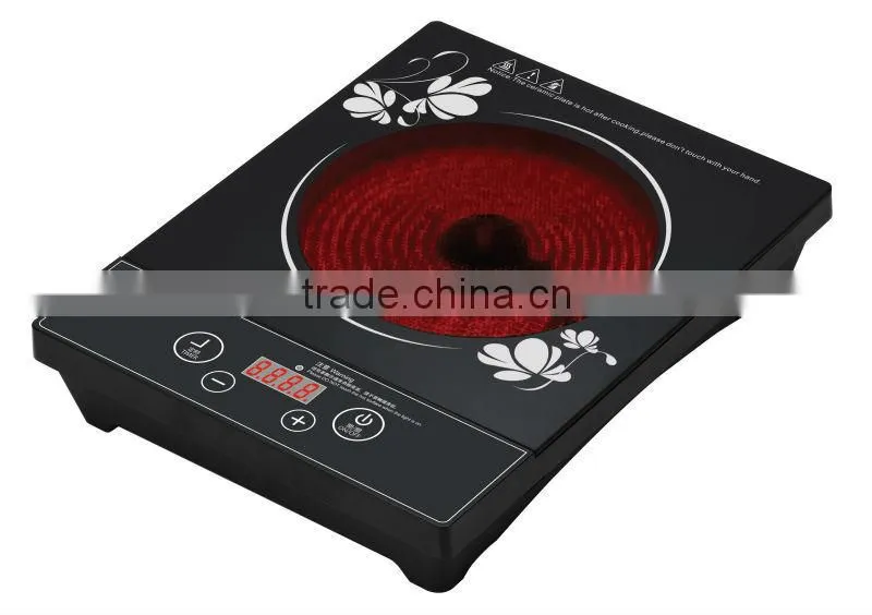 Black plastic body electric ceramic cooktops portable travel electric halogen cooker