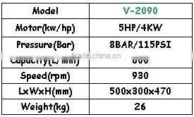 CE SGS 5HP 4KW Air Compressor Pump