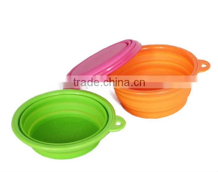 silicone dog pet traveling bowl with a handle eco-friendly
