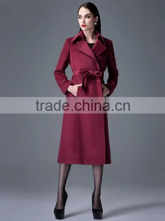 long pattern elegant wool coat for women