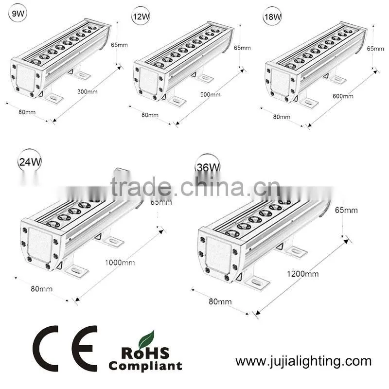 108W LED wall washer light 9w RGB for outdoor DMX control