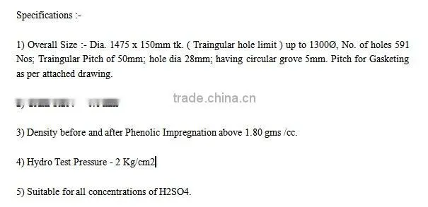 graphite grid plate for chemical