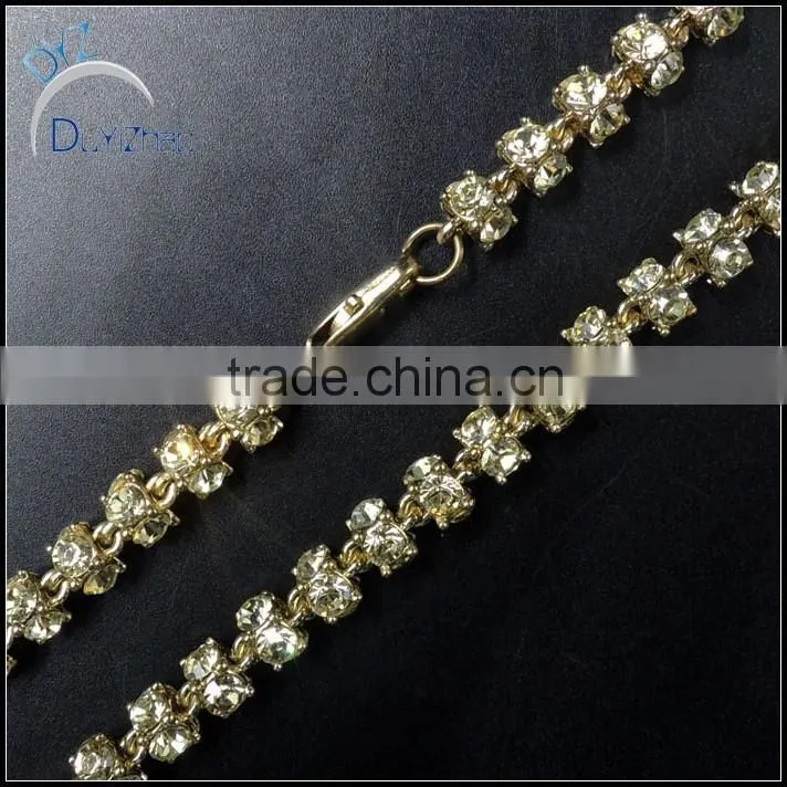 high quality hip hop gold crystal necklace