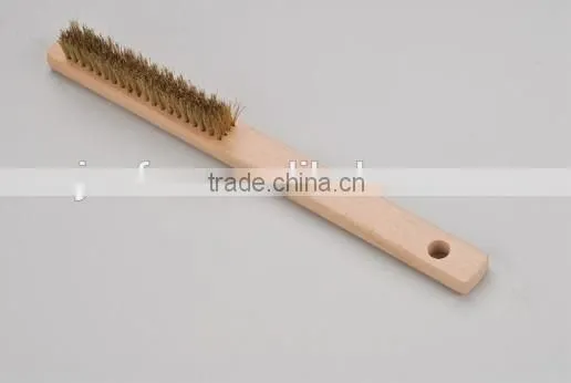 wooden handle small brass wire brush