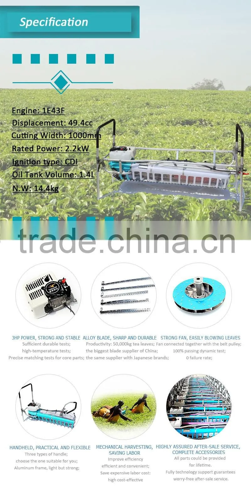 Tea Machine for Harvesting Tea Leaves