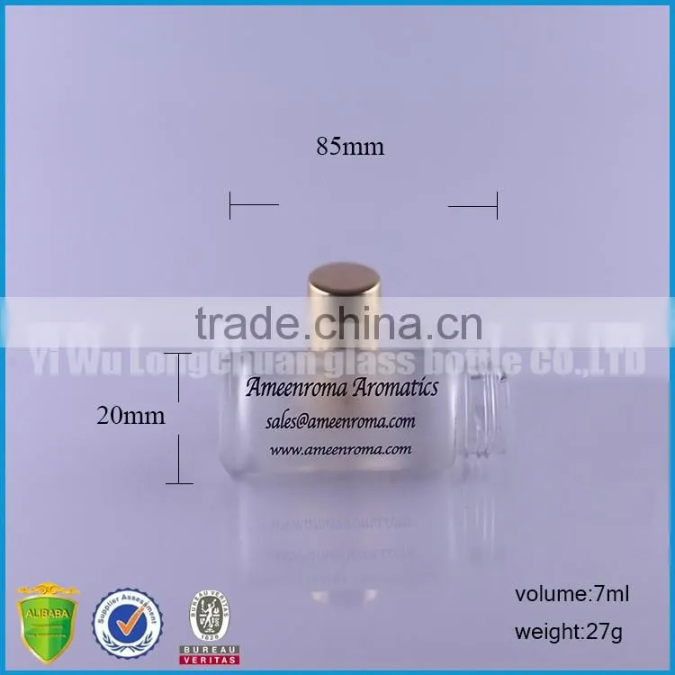 Long Custom Clear Round Frosted Glass Bottles10ML with Gold Cap