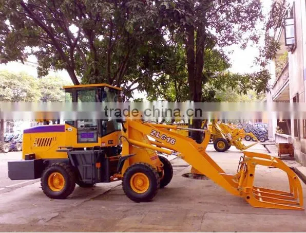 Big size 44 KW sugar cane grab loader ZLG16 small wheel loader for loading sugar cane selling