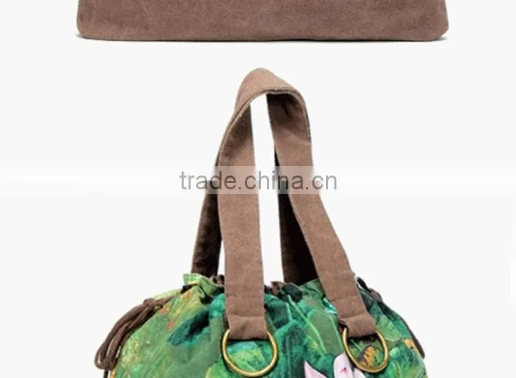 traditional design custom handbag, canvas fabric custom handbag,elegant lady custom handbag